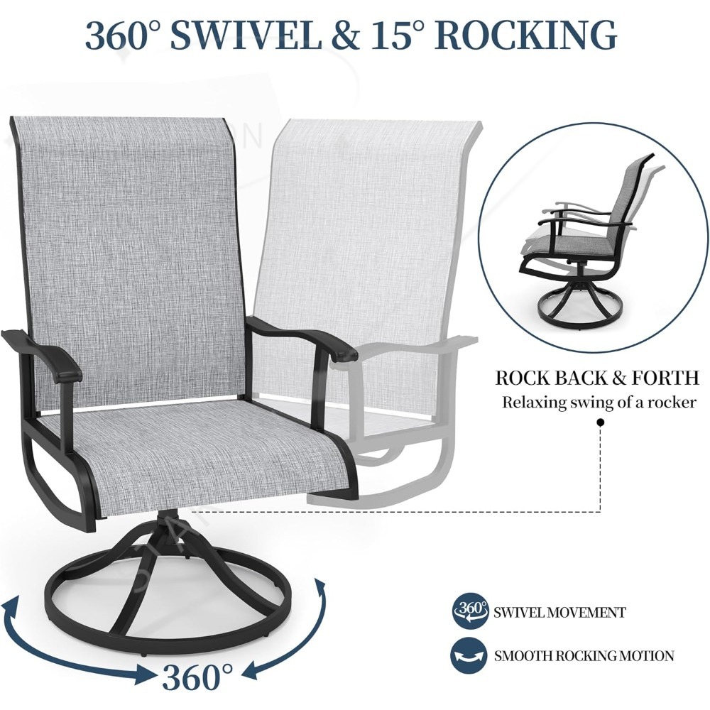 Outdoor Furniture Dining Set - Juego de sillas giratorias para patio,