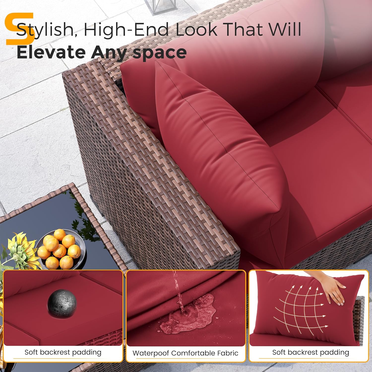 Conjunto de 8 piezas de sofá s - Outdoor Furniture Set With Fire Pit reseña y precio