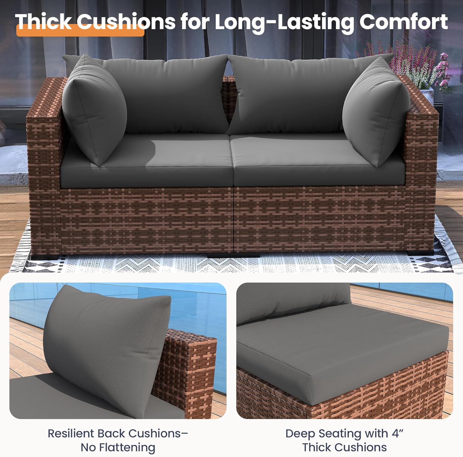 Conjunto de Sofá Seccional par - Outdoor Furniture Set With Fire Pit reseña y precio
