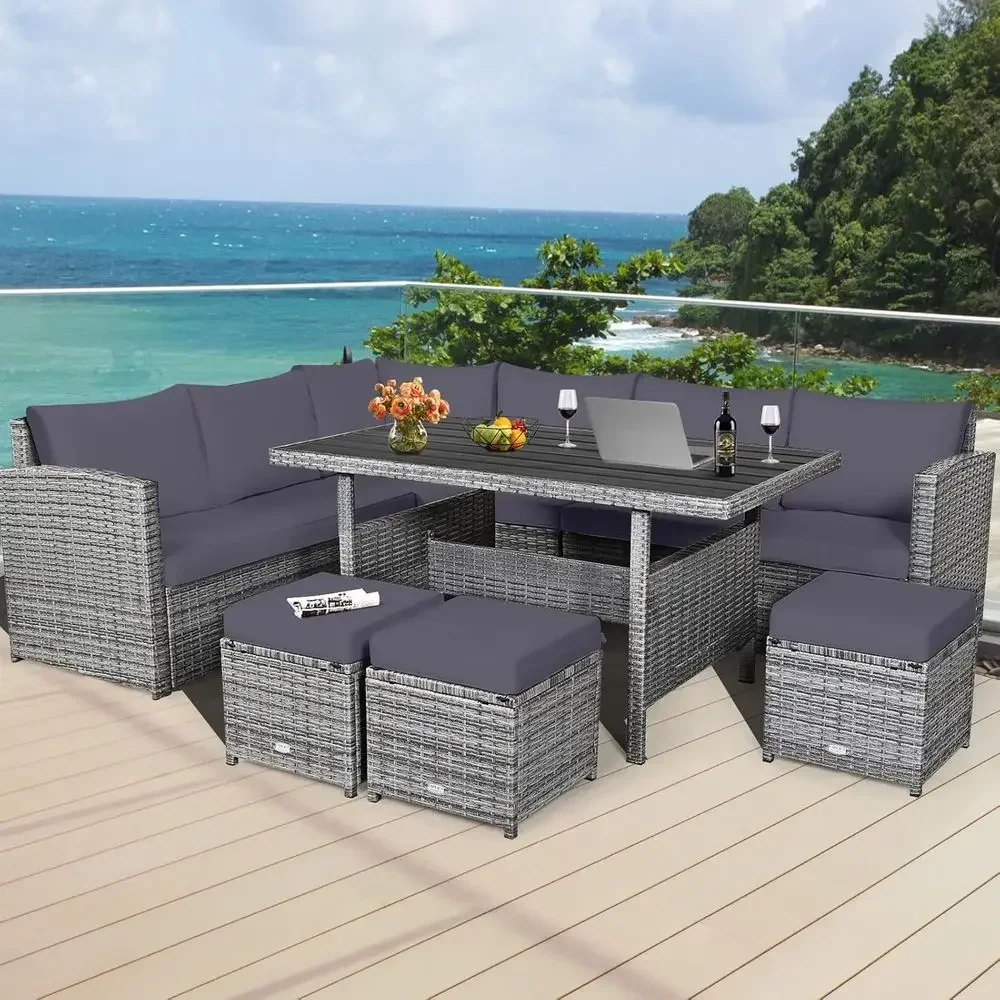 Juego de Muebles de Ratán Gris - Outdoor Furniture Dining Set reseña y precio