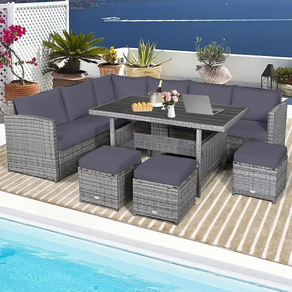 Juego de Muebles de Ratán Gris - Outdoor Furniture Dining Set reseña y precio
