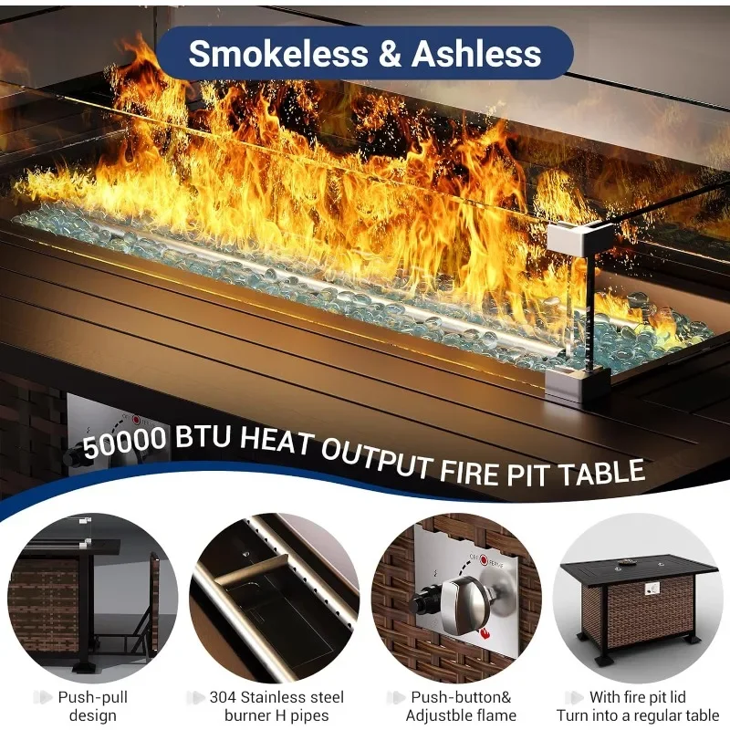 Un juego de muebles con mesa p - Outdoor Furniture Set With Fire Pit reseña y precio