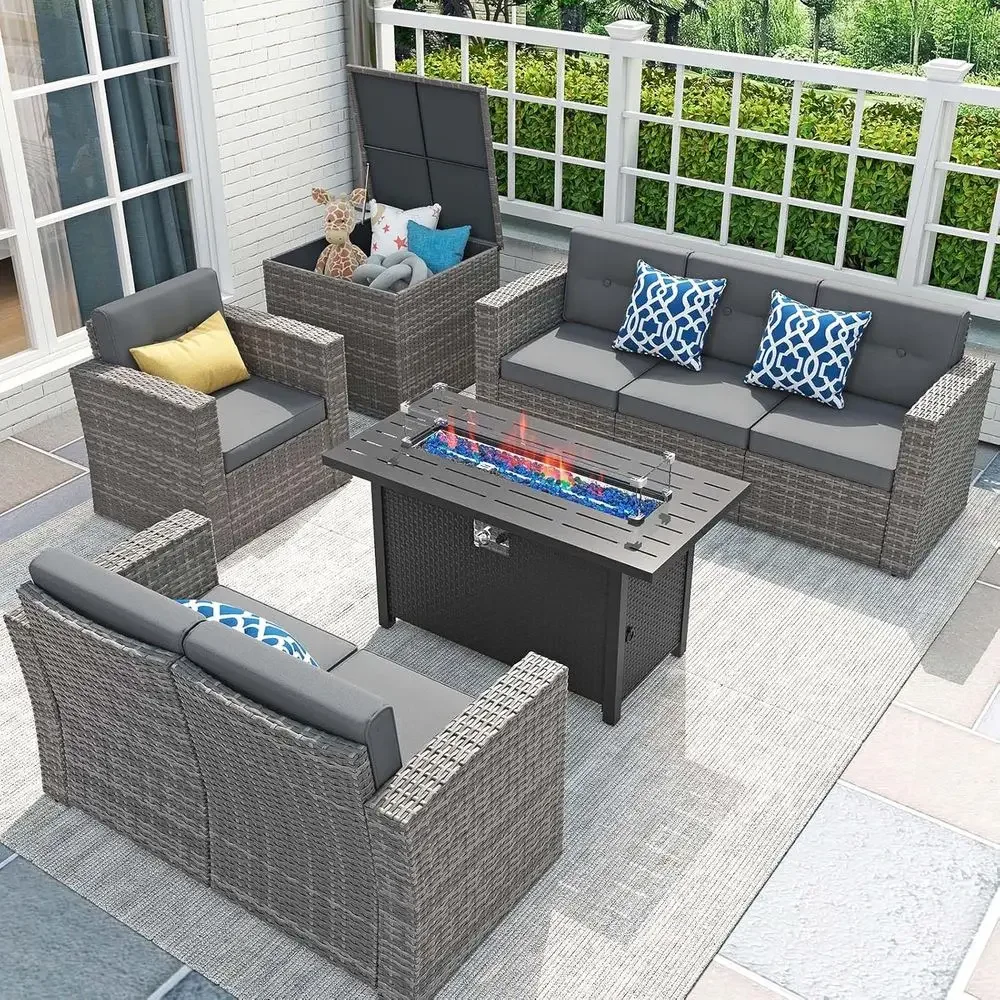 Juego de Muebles de Patio de 8 - Outdoor Furniture Set With Fire Pit reseña y precio
