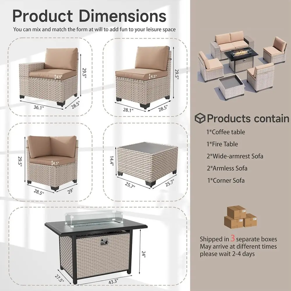 Juego de muebles de patio de 7 - Outdoor Furniture Set With Fire Pit reseña y precio