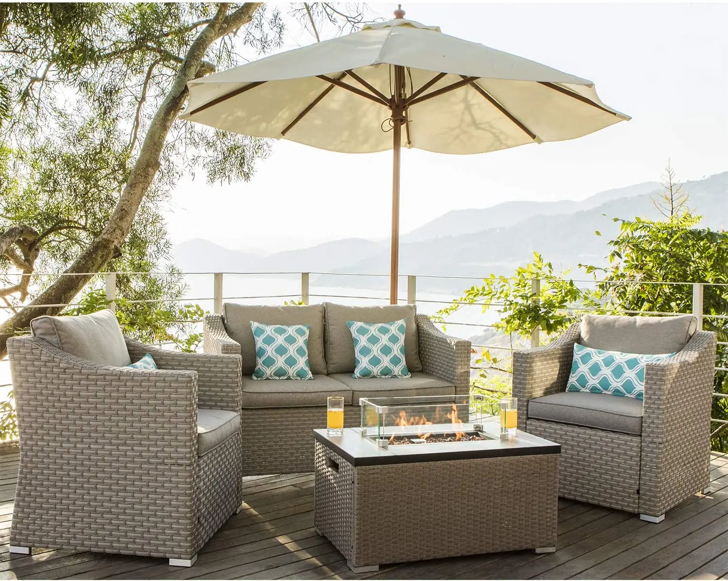 -Muebles de exterior, sofá sec - Outdoor Furniture Set With Fire Pit reseña y precio
