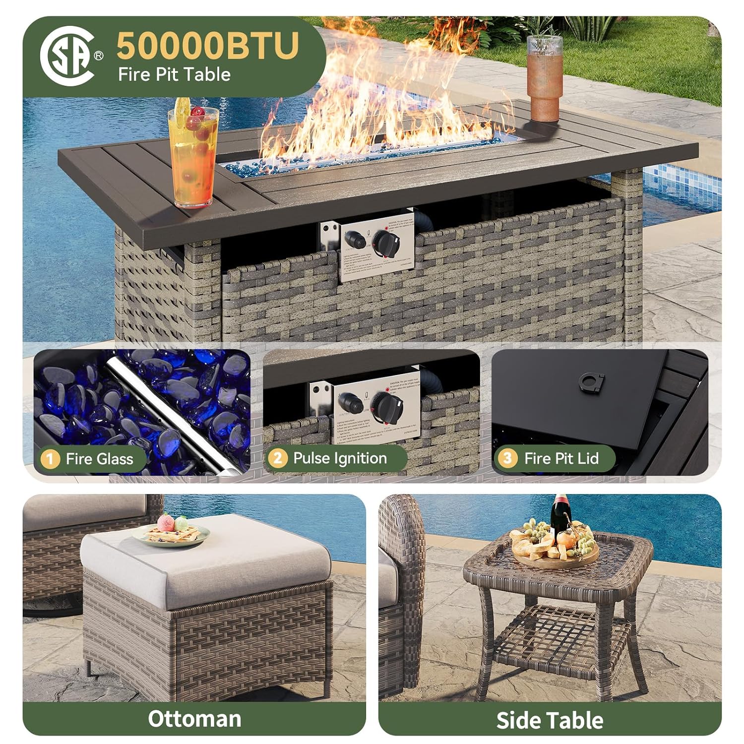 Conjunto de Muebles de Jardín  - Outdoor Furniture Set With Fire Pit reseña y precio