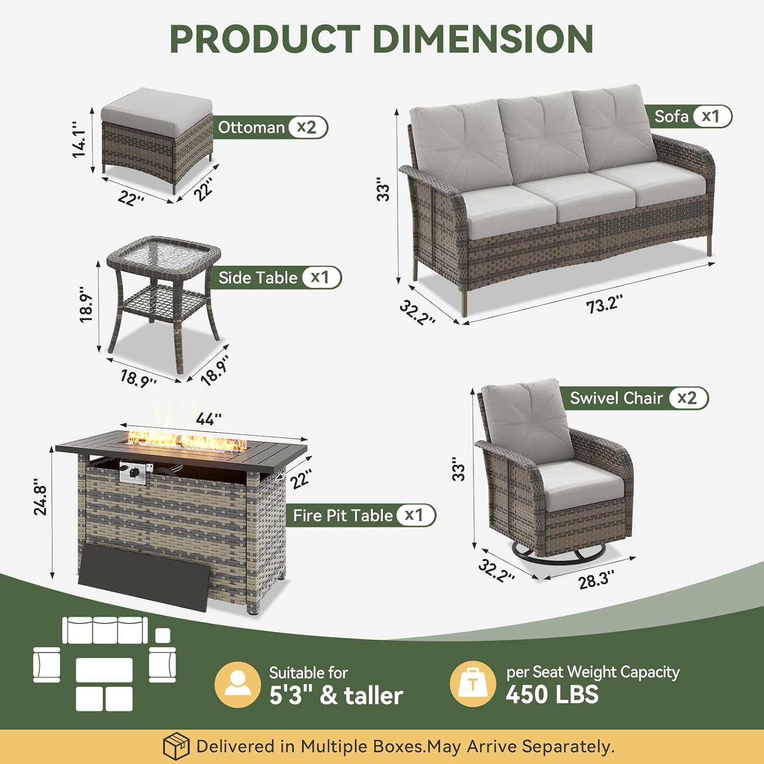 Conjunto de Muebles de Jardín  - Outdoor Furniture Set With Fire Pit reseña y precio