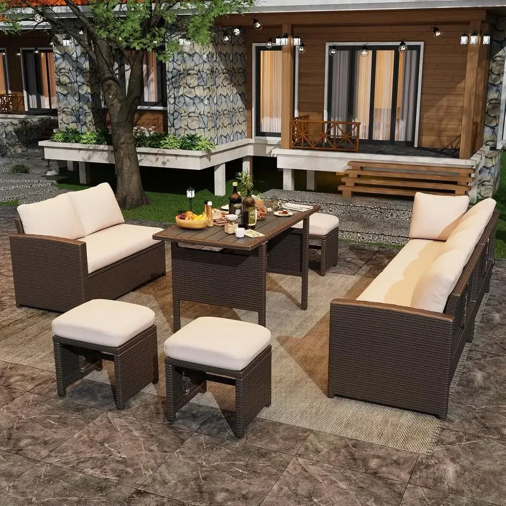 Juego de Muebles de Patio de 7 - Outdoor Furniture Dining Set reseña y precio